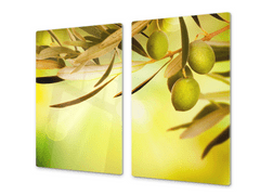 Glasdekor Ochranná deska zelené olivy - Ochranná deska: 55x55cm, Lepení na zeď: S lepením na zeď