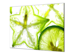 Glasdekor Ochranná deska ovoce karambola a limetka - Ochranná deska: 60x90cm, Lepení na zeď: S lepením na zeď