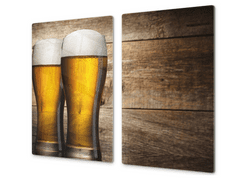 Glasdekor Ochranná deska pivo s pěnou pozadí dřevo - Ochranná deska: 70x70cm, Lepení na zeď: S lepením na zeď