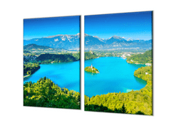 Glasdekor Ochranná deska jezero Bled Slovinsko - Ochranná deska: 40x60cm, Lepení na zeď: Bez lepení na zeď