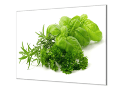 Glasdekor Ochranná deska zelené bylinky na bílém pozadí - Ochranná deska: 55x90cm
