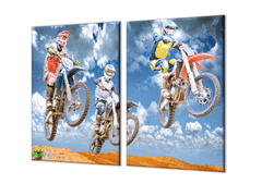 Glasdekor Ochranná deska motocross tři motorky - Ochranná deska: 65x65cm, Lepení na zeď: S lepením na zeď