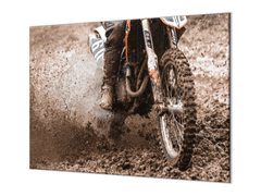 Glasdekor Ochranná a krycí deska sklo detail kola motocross - Ochranná deska: 40x40cm, Lepení na zeď: Bez lepení na zeď