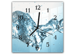 Glasdekor Nástěnné hodiny 30x30cm stříkající voda - Materiál: plexi