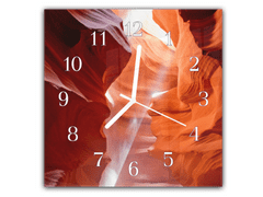 Glasdekor Nástěnné hodiny 30x30cm abstraktní detail pískovcová skála - Materiál: kalené sklo