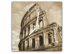 Glasdekor Nástěnné hodiny 30x30cm koloseum v Itálii - Materiál: kalené sklo