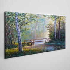 COLORAY.CZ Obraz na plátně Lesní říční most příroda 120x60 cm