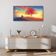 COLORAY.CZ Obraz na plátně Hill Sunset Tree 100x50 cm