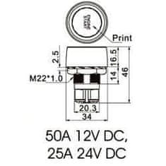 HADEX Tlačítko OFF-(ON) 1pol. 12V/50A ENGINE START