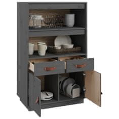 Vidaxl Skříň highboard šedá 67 x 40 x 108,5 cm masivní borové dřevo