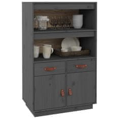 Greatstore Skříň highboard šedá 67 x 40 x 108,5 cm masivní borové dřevo