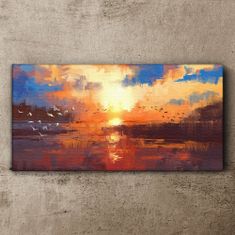 COLORAY.CZ Obraz na plátně Jezero Mraky Sunset 120x60 cm