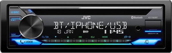  moderní autorádio jvc KD-T922BT Bluetooth aux usb displej 13pásmový ekvalizér výkon 4krát 50w 