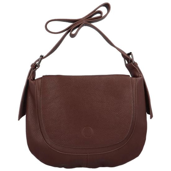 Paolo Bags Módní půlkulatá dámská koženková crossbody taška Norité, tmavě hnědá