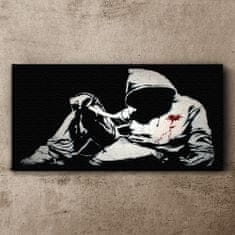 COLORAY.CZ Obraz na plátně Nůž banksy černá a bílá 120x60 cm