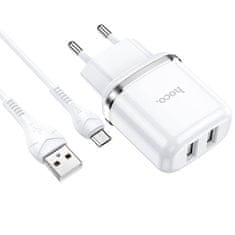 Hoco Nabíječka do sítě 2,4A 2xUSB + kabel 1m micro USB Hoco N4 Smart Dual USB - bílá