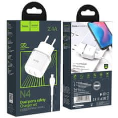 Nabíječka do sítě 2,4A 2xUSB + kabel 1m micro USB Hoco N4 Smart Dual USB - bílá