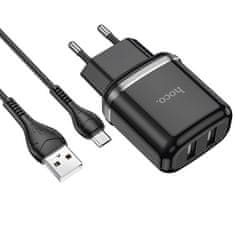 Hoco Nabíječka do sítě 2,4A 2xUSB + kabel 1m micro USB Hoco N4 Smart Dual USB - černá