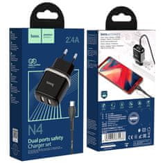 Hoco Nabíječka do sítě 2,4A 2xUSB + kabel 1m micro USB Hoco N4 Smart Dual USB - černá