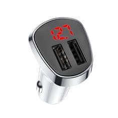 Borofone Nabíječka do auta 2,4A 2xUSB s LCD displejem + Lightning kabel 1m Borofone BZ15 bílá