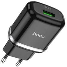 Hoco Nabíječka do sítě USB 18W QC3.0 3A + kabel USB-C 1m HOCO N3 Rychlé nabíjení USB typ C černá