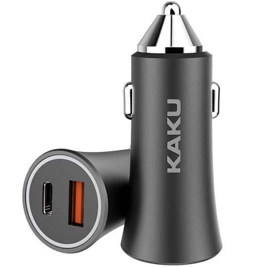 Kaku Nabíječka do auta USB-C PD 18W + USB Quick Charge 3.0 18W 3A KAKU Dual (KSC-277) šedá