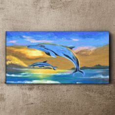 COLORAY.CZ Obraz na plátně Abstrakce Dolphins Sun 100x50 cm