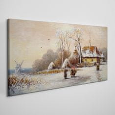 COLORAY.CZ Obraz na plátně Zimní vesnice Snow Strom 100x50 cm