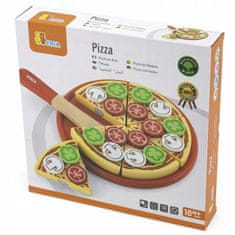 Viga Toys Dřevěná pizza na krájení s příslušenstvím