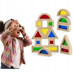 Viga Toys Dřevěné barevné bloky Sada 16 prvků
