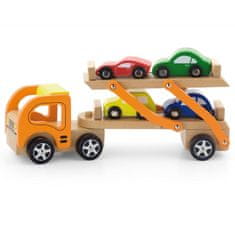 Viga Toys Dřevěný odtahový vůz s vozy