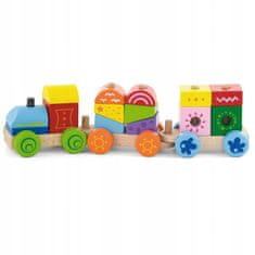 Viga Toys Dřevěný železniční vlak Parní vlak Klocki