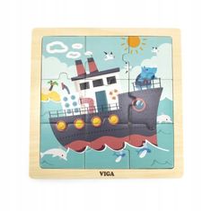 Viga Toys Handy Wooden Puzzle Ship 9 položek