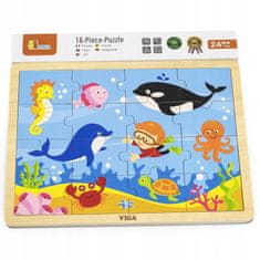 Viga Dřevěné puzzle VIGA Ocean 16 prvků