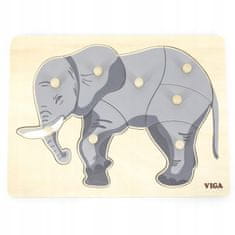 Viga VIGA Dřevěné Montessori puzzle slon s kolíky