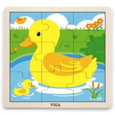 Viga VIGA Handy Wooden Duck Puzzle 9 dílná