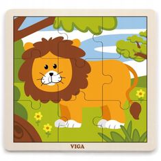 Viga VIGA Handy Wooden Lion Puzzle 9 dílků