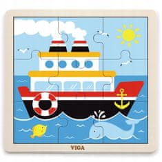 Viga VIGA Handy Wooden Puzzle Ship 9 položek