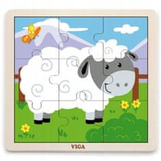 Viga VIGA Handy Wooden Sheep Puzzle 9 dílků