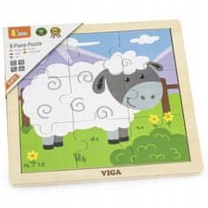 Viga VIGA Handy Wooden Sheep Puzzle 9 dílků