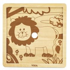 Viga VIGA Handy Wooden Lion Puzzle 9 dílků