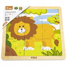 Viga VIGA Handy Wooden Lion Puzzle 9 dílků