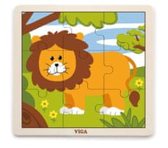 Viga VIGA Handy Wooden Lion Puzzle 9 dílků