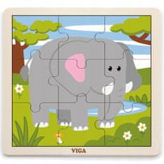 Viga VIGA Handy Wooden Puzzle Elephant 9 dílků