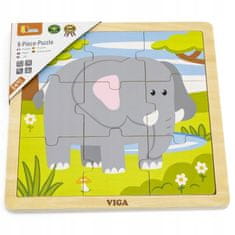 Viga VIGA Handy Wooden Puzzle Elephant 9 dílků