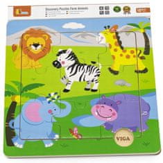 Viga VIGA Handy Wooden Puzzle Wild Animals Sa