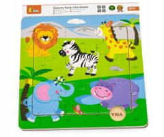 Viga VIGA Handy Wooden Puzzle Wild Animals Sa