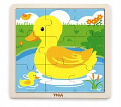 Viga VIGA Handy Wooden Duck Puzzle 9 dílná