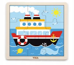 Viga VIGA Handy Wooden Puzzle Ship 9 položek