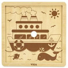 Viga VIGA Handy Wooden Puzzle Ship 9 položek